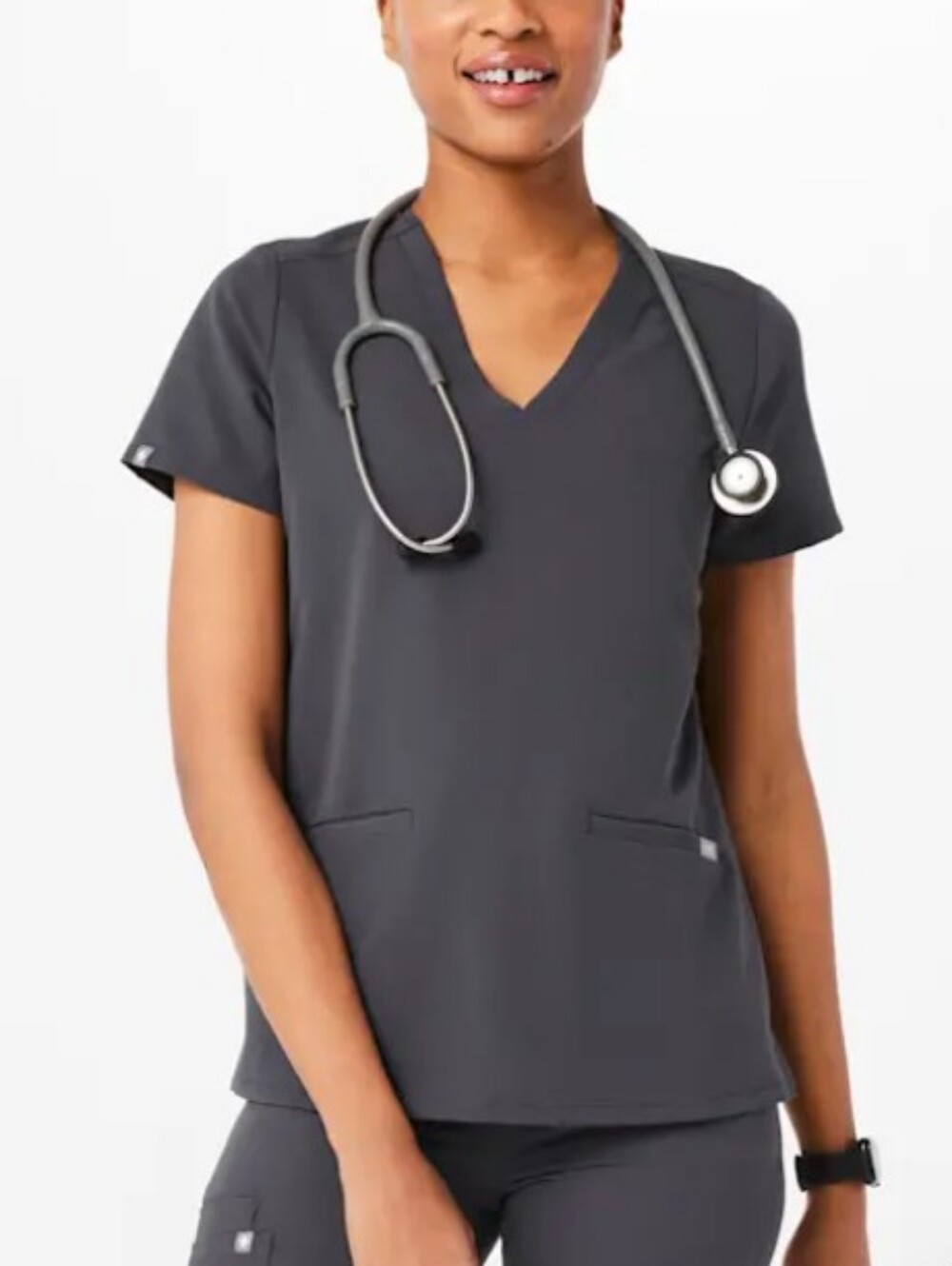 Figs Casma Charcoal Scrub Top Sz L